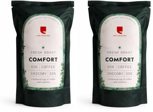 Image of Cafe Coffee Day Comfort 65% Coffee 35% Chicory - 200Gm | Medium To Dark Roast | South Indian Filter Coffee | Fresh From Chikmagalur Factory, Packet (Pack of 2)