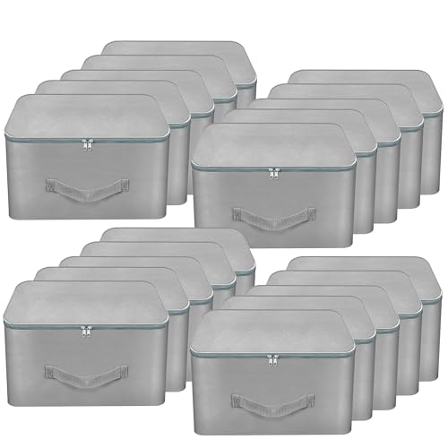 Image of Storite 20 Pack Nylon Wardrobe Bag Underbed Moisture Proof Cloth Storage Organizer, Storage box for Clothes Saree Bags with Zippered Closure & Handle (Grey, 37x35x23 cm, Square)