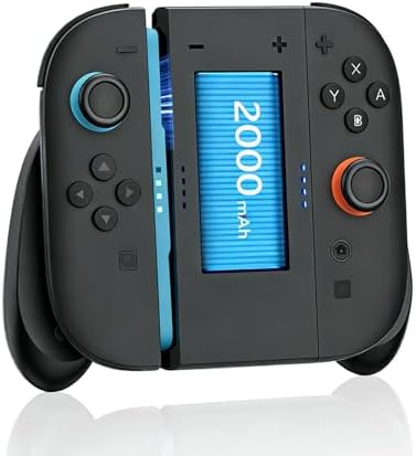 Enhanced Charging Grip for Nintendo Switch 2 Joycons, Built With 2000mAh Battery to Beat Joy-Con Battery Anxiety, Wireless Magnetic Charger with Ultra-Strong Lock, 4-Layer Safety Protection, LED Indicator & Ergonomic Grip for Marathon Gaming : Video Games