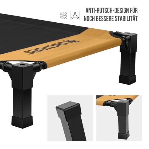 OneTigris Hundeliege, Erhöhtes Hundebett 130x91 cm Höhe 23cm, Einfache Montage Atmungsaktiv Dauerhaft Einfach zu Reinigen Haustier Bett Geeignet für Innen, Hof, Außen - Braun L