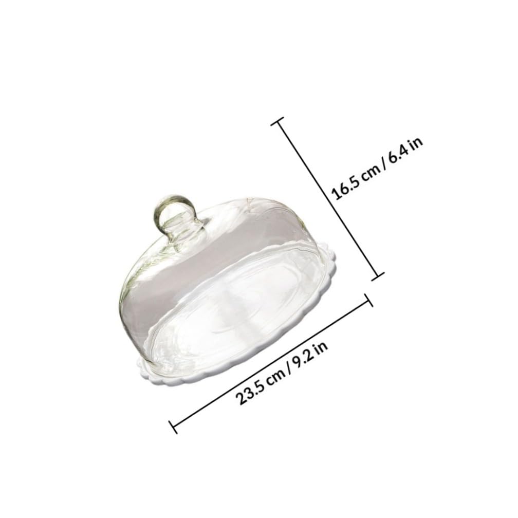 Tapa Protectora para Pasteles de Vidrio Transparente Base Cerámica Campana para Alimentos y Postres Cubierta Anti Polvo para Cocina y Repostería