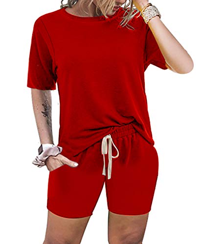 Red 2 piece sets for women short sets petite workout outfits two …