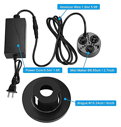 3 Hoofd Ultrasone Mist Maker Fogger, Plastic Verstuiver met 12 LED Licht, luchtbevochtiger 1500 ml/h Vertatie voor water… - Image 7
