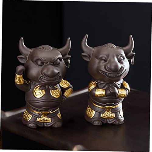 Décoration d'aquarium bœuf compacte et stable lot de 2 figurines étanches - 3