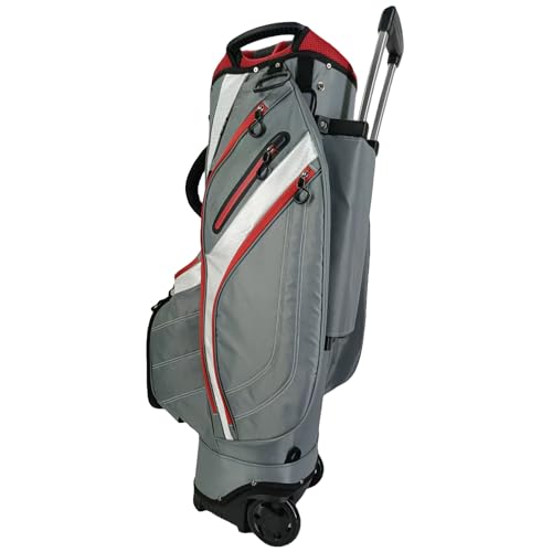 Golf Cart Bag, Premium Cart Bag with Bottom Pulley for Push Bag Classy Design (red)