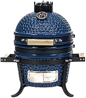 VESSILS 9.8-in W Kamado Charcoal BBQ Grill – Heavy Duty Ceramic Barbecue Smoker and Roaster with Built-in Thermometer and Stainless Steel Grate