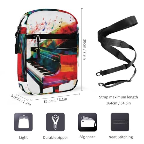 Small Satchel,Colorful Piano Keyboard Music Oxford Cloth Messenger Bag,mini Shoulder Bag,crossbody Bags with Adjustable Strap for Men Women2