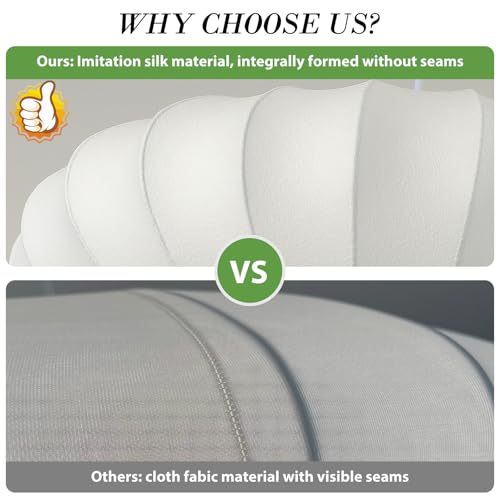 Image of Large 23.6 inch Lantern Pendant Light, White Imitation Silk Lampshade, Bubble Pendant Light, Hanging Lamp Simple Chandelier for Living Dinning Room Kitchen Island Bedroom Restaurant Cafe