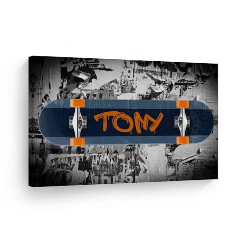Personalized Skateboard Canvas Print – Custom Name Sports Wall Art