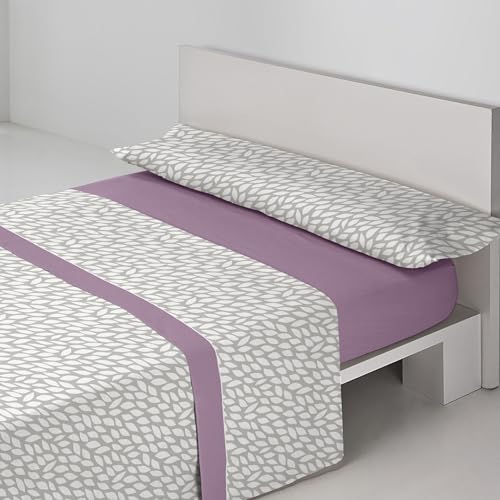 Sedalinne - Juego de Sabanas Termicas Llanes 3 Piezas - Cama 150x190 cm - Tejido Térmico Pirineo Suave - Incluye Bajera Ajustable, Encimera y Funda de Almohada - Sábanas de Invierno - Morado