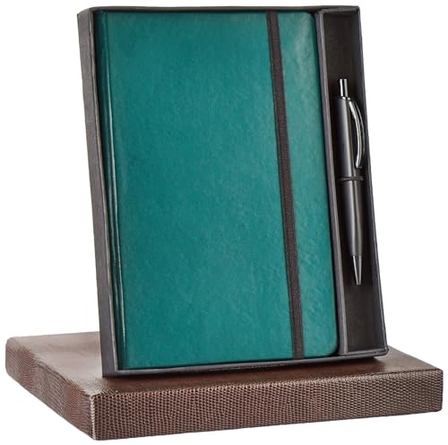 Image of amazon basics A5 Diary with Ribbon Bookmark & Pen | Gift Set For Corporate and Personal Occasions(Green)
