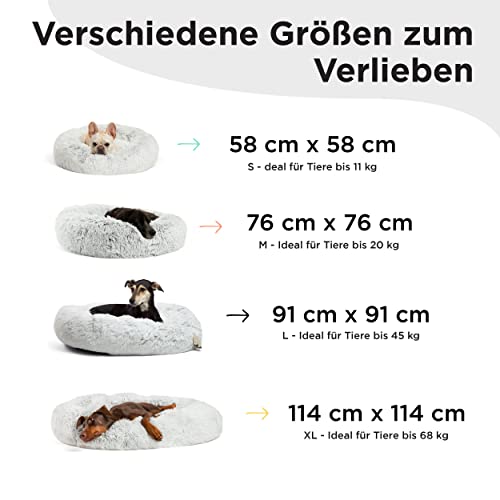 Best Friends by Sheri The Original Calming Donut - Beruhigendes Haustierbett für Katzen & Hunde - maschinenwaschbar - Frostgrau - 58 x 58 cm - S