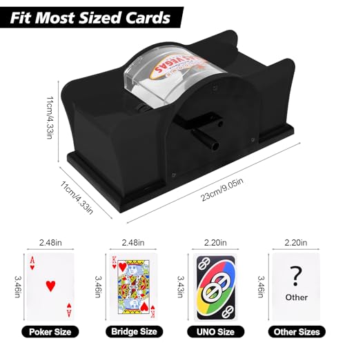 kartenmischmaschine manuell 1-2 decks, mischmaschine karten, kartenmischer mit Kurbel, karten mischgerät für skip bo, Poker, Blackjack, uno mischmaschine für Kinder, Erwachsene & Großeltern - Schwarz