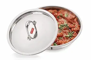 HAZEL Triply Stainless Steel Cookware I Triply Steel Tasra Kadai with Lid, 3 litres I Heavy Bottom Triply Cookware for Gas and Induction Cooktop | Multipurpose Tasra, Ideal for Daily Use