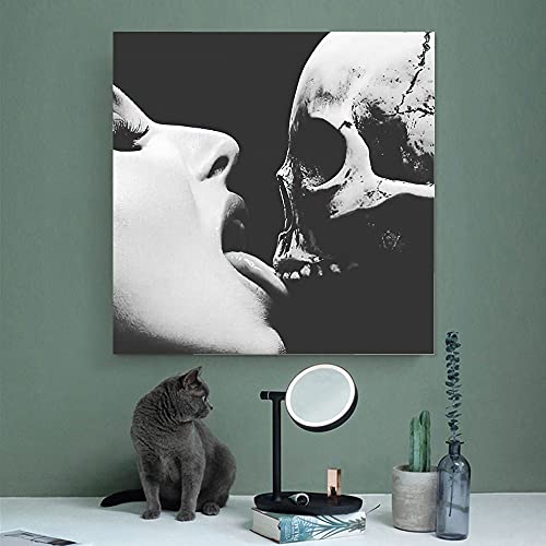 Wszgr Lick Skull Lick Macabre Art, Eternal Love Wall Art Picture Print Modern Family Bedroom Decor Posters 12X12Inch(30X30Cm) #TOP2