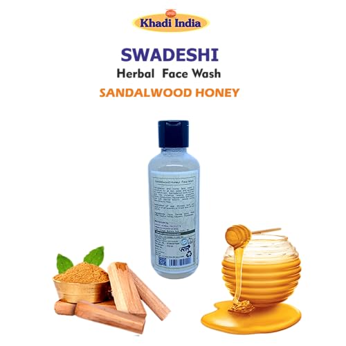 Image of Khadi Natural 100% Herbal Sandalwood & Honey Face Wash - Nourishing & Calming Cleanser for Radiant Skin, Enriched with Ayurvedic Ingredients, Sulfate & Paraben Free - 630ml