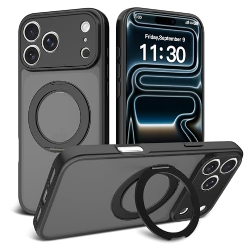 Image of Magnetic Case for iPhone 17 Pro Max With Magnetic Ring Stand, [Compatible with Magsafe] [Military Grade Drop Protection] Shockproof Phone Cover for iPhone 17 Pro Max Full Camera Protection 6.9 inch Black