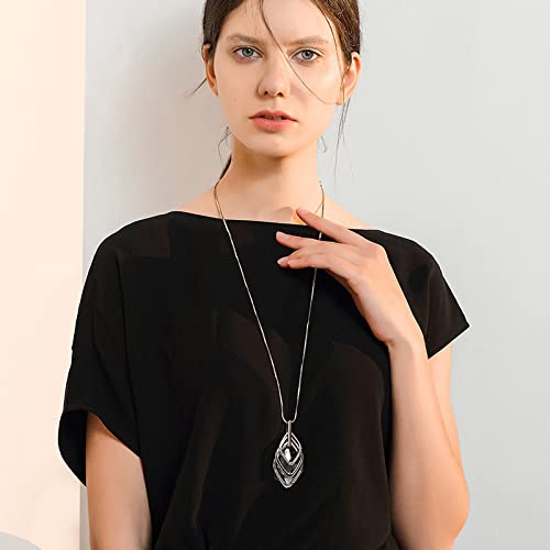 Nefefen Long Alloy Flower Rhinestone Sweater Chain, Round Bead Long Temperament Women's Sweater Chain, Jewelry For Womens-White K Color #TOP2