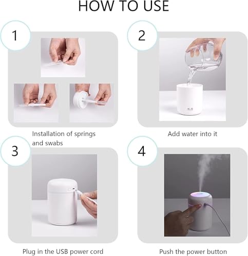 Image of H2O Diffuser with Colorful LED Lights for Home Office & Small Rooms, Portable Cool Mist Small Quiet Air Humidifier for Aroma Therapy, Ultrasonic Essential Oil Diffuser for Moisture (Random)