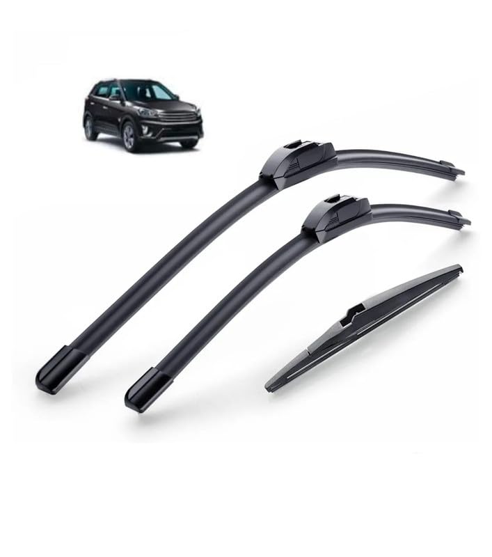 Image of AWB 24 inch+16 inch Frameless /Soft Wiper Blades with 12 inch Rear Specific Wiper Blade Replacement Set for Hyundai Creta allroad 2015-2019(Set of 3)