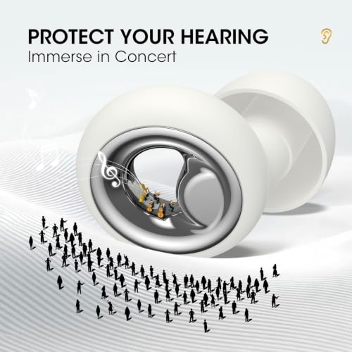 Image of Noise Cancelling Ear Plugs for Sleeping, Reusable Silicone Ear Plugs for Noise Reduction, Soft Hearing Protection with 8 Ear Tips for Concerts, Work, Shooting, and Travel (Porcelain White)