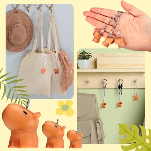Image of Landical 36 Pcs Mini Capybara Resin Keychain Capybara Party Favor Keychains 3D Animal Pendant Figurine Accessories for Party