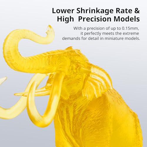 Image of ANYCUBIC Water Washable 3D Printer Resin 2.0, 405nm High Precision 3D Resin, Low Shrinkage Photopolymer Resin for 4K /8K /12K Capable LCD DLP Resin 3D Printer (Clear Yellow, 1000g)