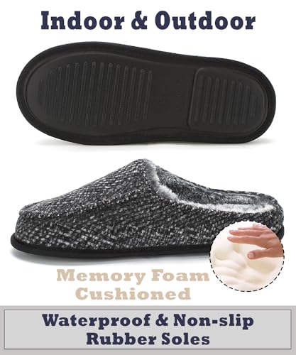 Cozylook Men's Slip-on Slippers, Memory Foam Padded House Moccasins, Non-Slip Sole Indoor/Outdoor, Soft Plush Lining, Cozy Gifts, Sizes 8-153