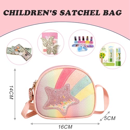 FOSDICK Kinder Umhängetasche Mädchen Kleine Handtaschen, Kinderhandtaschen, Handtasche Mädchen mit Verstellbare Schultergurt, Süße Crossbody Tasche Umhängetasche Kinder 3-10 Jahre