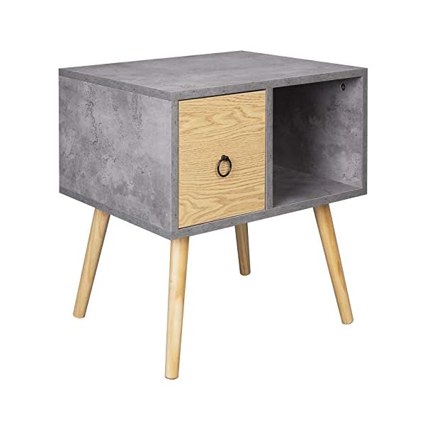 WOLTU Bedside Table with 1 Drawer and 1 Open Compartment Side Table Nightstand Bedroom Bedside Unit Cabinet 48x40x50cm TSR72