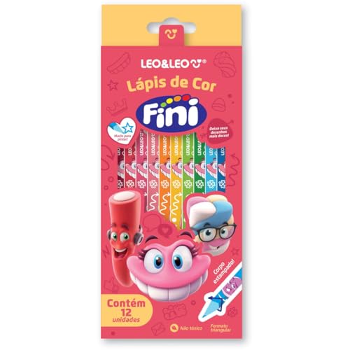 Lápis De Cor Triangular Estampado Fini - Caixa C/12 Unid. Leo&leo