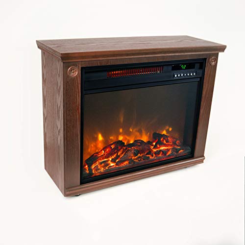 Lifesmart  Large Room Infrared Quartz Fireplace in Burnished Oak Finish w/Remote - Thumbnail 7