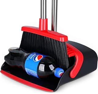 Large Broom and Dustpan, Broom and Dustpan Set, Heavy Duty Dust Pan with 55