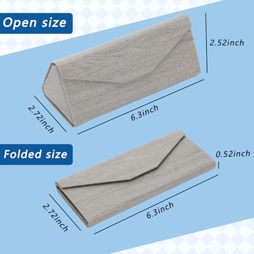 Image of 4 Pack Foldable Glasses Case, PU Leather Hard Shell Sunglasses Case with Magnetic Closure, Triangle Design Travel Eyeglasses Storage Case with 4 Cleaning Cloths