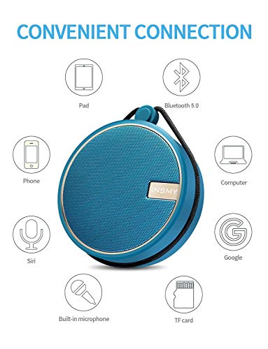 Image of INSMY C12 IPX7 Waterproof Shower Bluetooth Speaker, Portable Small Speaker, Speakers Bluetooth Wireless Loud Clear Sound Support TF CSuard ction Cup for Outdoor Kayak Canoe Beach Gift (Navy)
