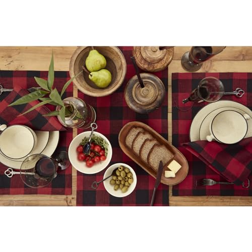 image for Solino Home Linen Checkered Table Runner 60 Inches - 100% Pure Linen B