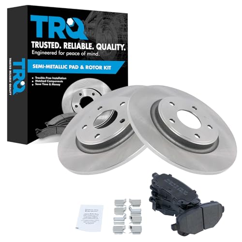 Image of TRQ Rear Brake Pad and Rotor Set Semi Metallic Rotors Compatible with 2012 Dodge Journey