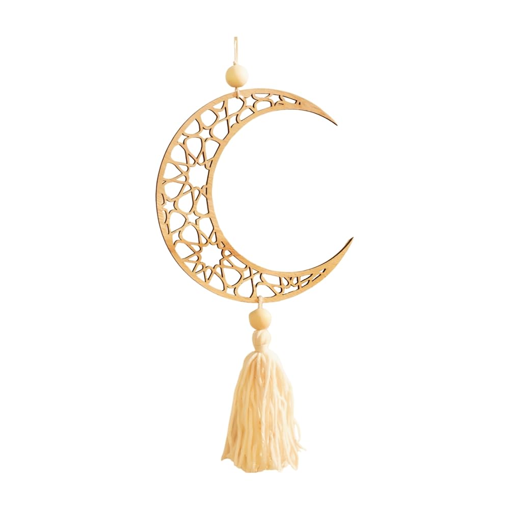 CTRLZS Moon Hollow Wooden Pendant Home Bedroom Wall Decoration Hanging Rack Decoration