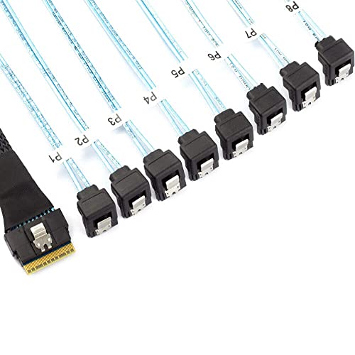 Cable adaptador PCI-E SAS SFF-8654 8I a 8 puertos SATA 90 grados para servidor 0.5m negro 4