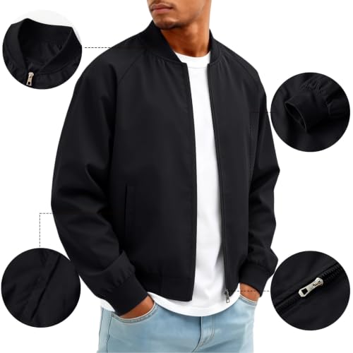 Men Bomber Jacket Casual Lightweight Zip Up Varsity Jacket - image 4