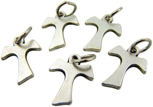 Lote de 5 Medalla de San Francisco Tau Cruz de 34 pulgadas en tono plateado