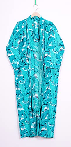 Image of Pure 100% Cotton Robe For Womens Bathrobe Dressing Gown Long sleepwear Free Size Kimono