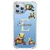 VNGDA Custom Name & Initial - Cute Turtle - Clear Case for iPhone 16 Pro Max 15 14 13 12 11 Xs Max Xr SE3 8 7 6 Plus 11 Pro Mini,with Camera Protection Case for Woman