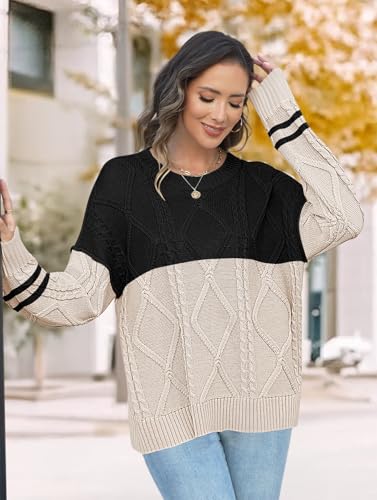 Disamer Womens Sweaters Oversized Cable Knit Sweater Fall Clothes 2025 Fashion Outfits Long Sleeve Crewneck Chunky Pullover3
