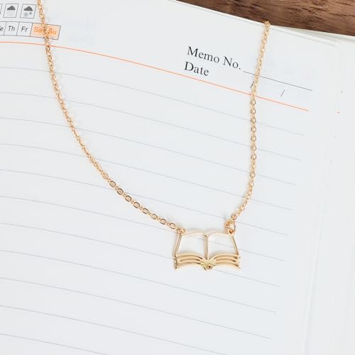Book Lovers Gifts For Women Book Necklace Open Book Necklace Bookworm Gift Book Gifts Librarian Gifts Reading Giftsbook Club Gifts For Book Lovers Book Stack Teardrop Teacher Appreciation Gifts4
