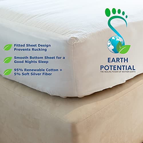 Earthing Grounding Fitted Queen Size Sheet – Earthing Sheet For Healing Sleep And Wellbeing - Supplied C/W 15 Ft Bed Grounding Cord - Earthing Sheets And Ground Earthing Products By Earth Potential #TOP1