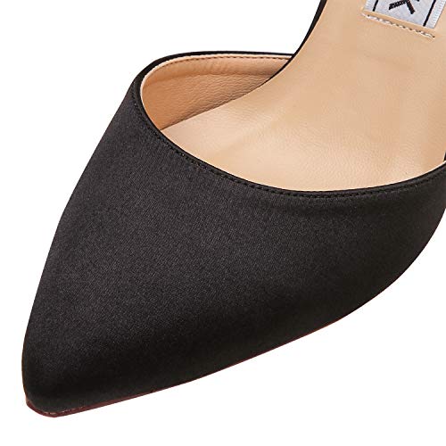 Image of ELEGANTPARK Pointed Toe Heels for Women, Satin Wedding Evening Dress Shoes | Adjustable Ankle Strap, 3 Inch Stable High Heel Pumps for Women, Bridesmaid, Wedding Guest, Reception, Prom, Evening Events
