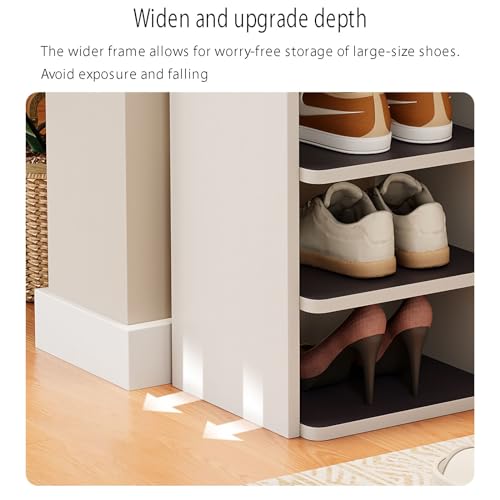 Étagère à chaussures étroite verticale grande capacité blanc bois de santal - 8