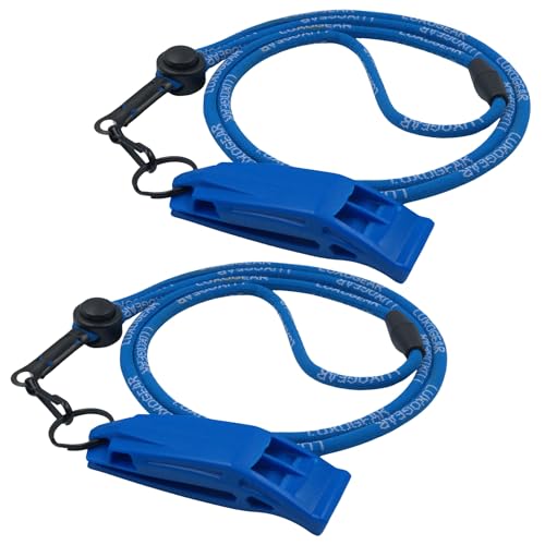 Blue Whistle (2-Pack) 120dB Loud Safety & Emergency Whistle with Lanyard and Breakaway Clasp for Hiking Kayak Boat Personal Safety Travel Emergency Kits
