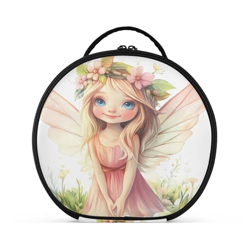 Takiito Cartoon Fairy Travel Makeup Case Portable Makeup Box Artist Cosmetic Case Organizer With Adjustable Dividers